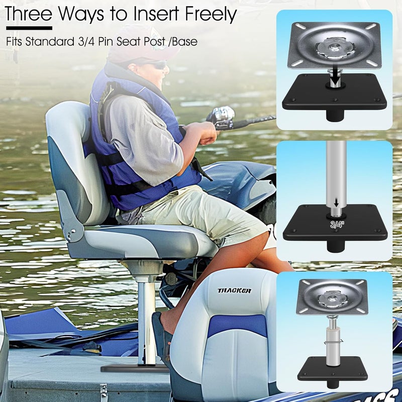 CLLOMAGY Boat Seat Base Mount Boat Seat Pedestal Base Mount Plate for 3/4" Pin Post Socket, Heavy Duty Marine Pedestal Bracket for Most Marine Fishing Pontoon Bass - Image 2